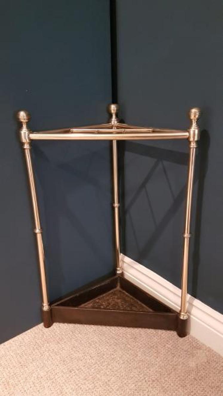 Antique Brass and Cast Iron Corner Stick Stand - Image 1