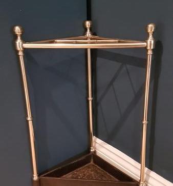 Antique Brass and Cast Iron Corner Stick Stand