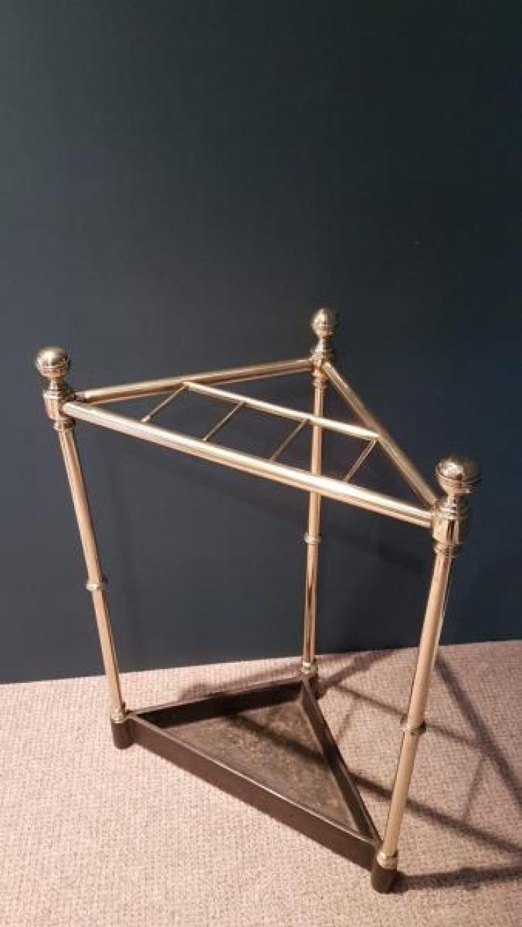 Antique Brass and Cast Iron Corner Stick Stand - Image 3