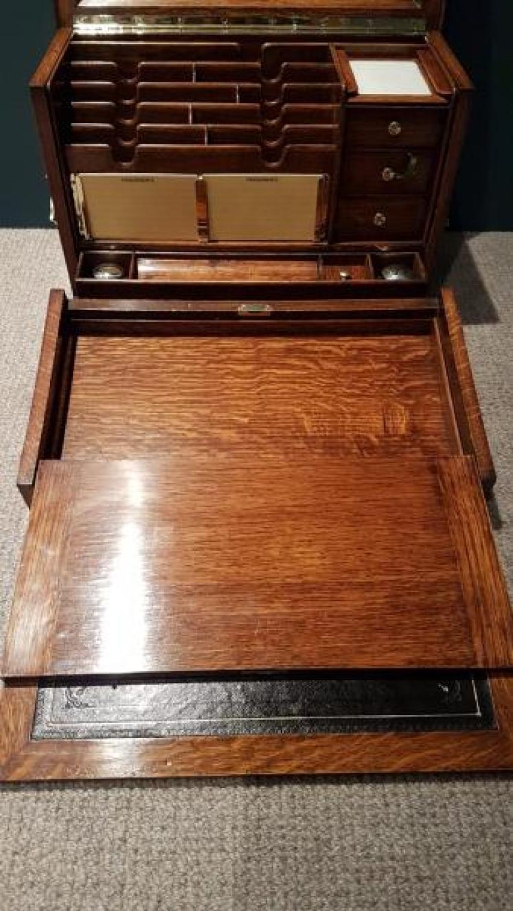 Antique Polished Oak Fitted Stationary & Writing Box - Image 4