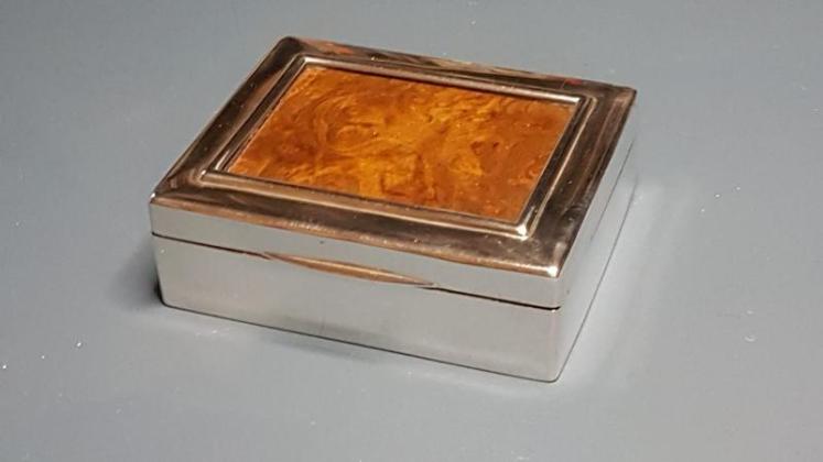 Antique Silver and Burr Walnut Box - Image 1