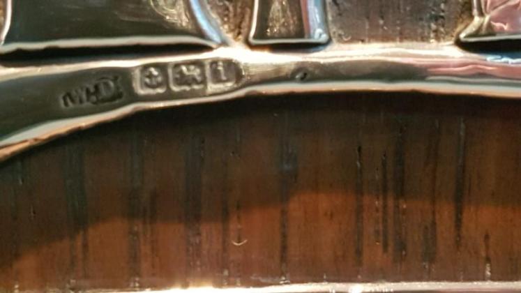 Antique Oak & Silver Mounted Letter Rack - Image 4