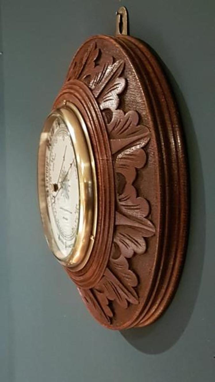 Superb Victorian Carved Oak Dundee Barometer  - Image 3