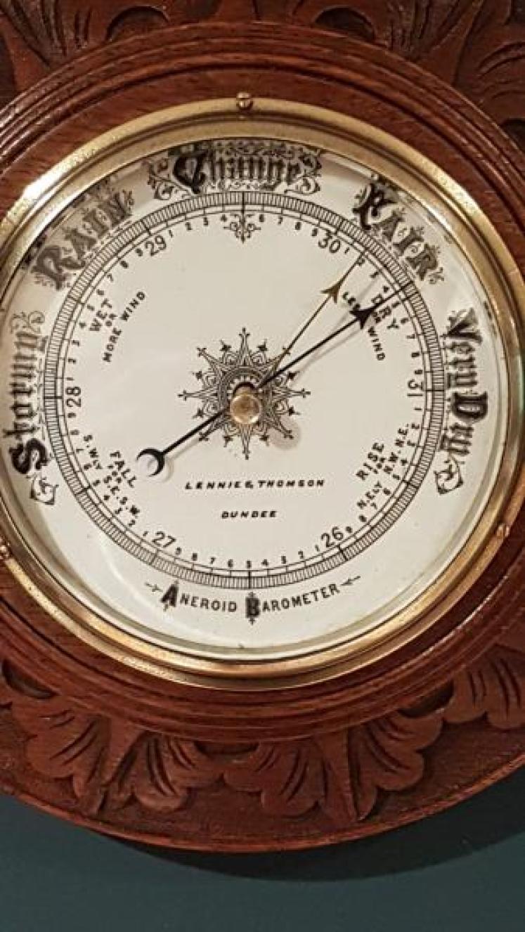 Superb Victorian Carved Oak Dundee Barometer  - Image 4