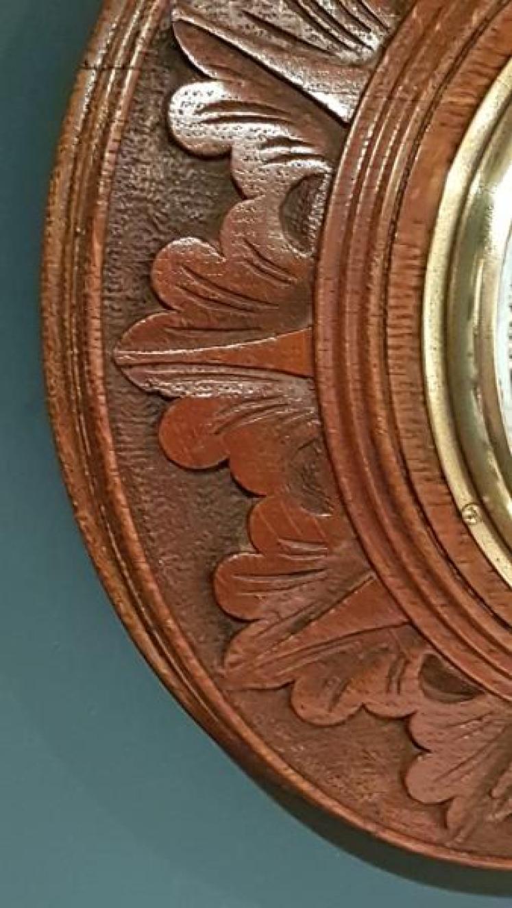 Superb Victorian Carved Oak Dundee Barometer  - Image 5