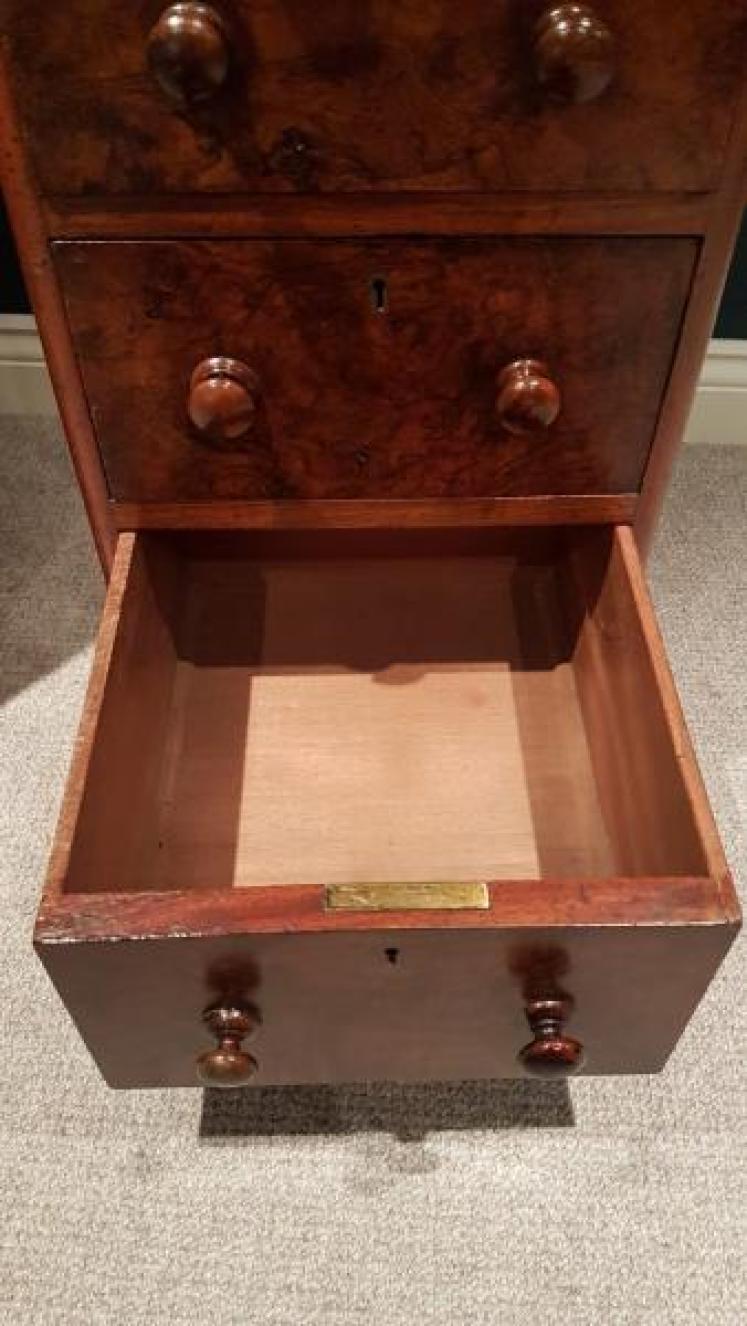 Matching Pair of Antique Burr Walnut Bedside Chests - Image 4