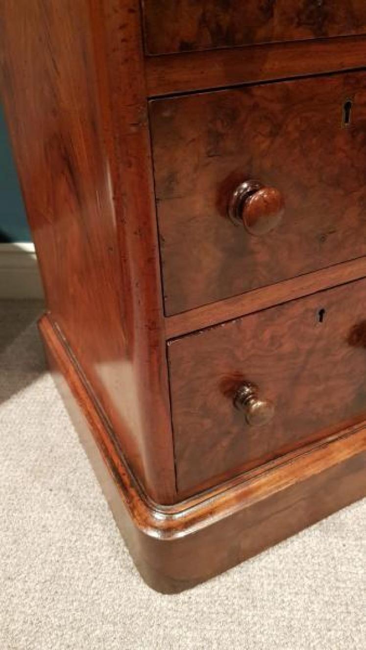 Matching Pair of Antique Burr Walnut Bedside Chests - Image 5
