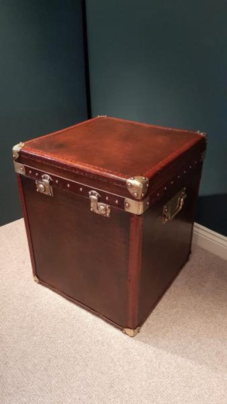 Superb Antique Leather and Brass Trimmed Trunk - Image 1