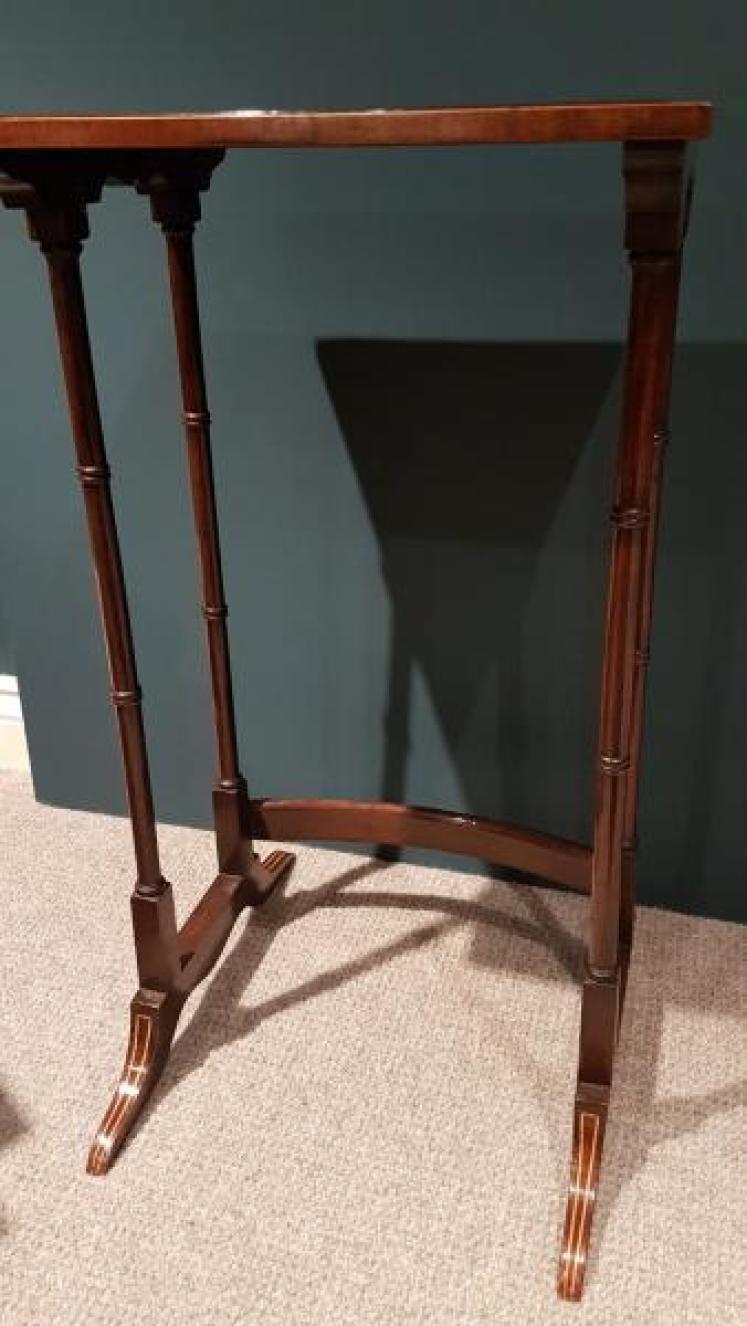 Antique Nest of Inlaid Mahogany Tables - Image 4