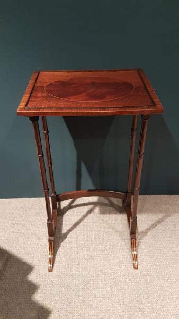 Antique Nest of Inlaid Mahogany Tables - Image 6