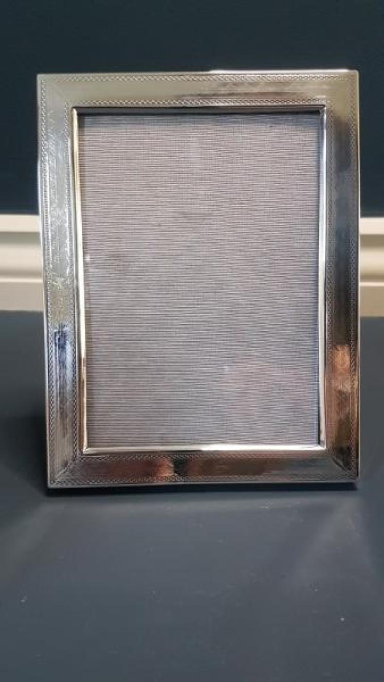 Edwardian Engine Turned Silver Photo Frame - Image 1