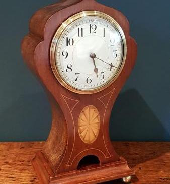 Superb Edwardian Inlaid Rare Shaped Mantel Clock