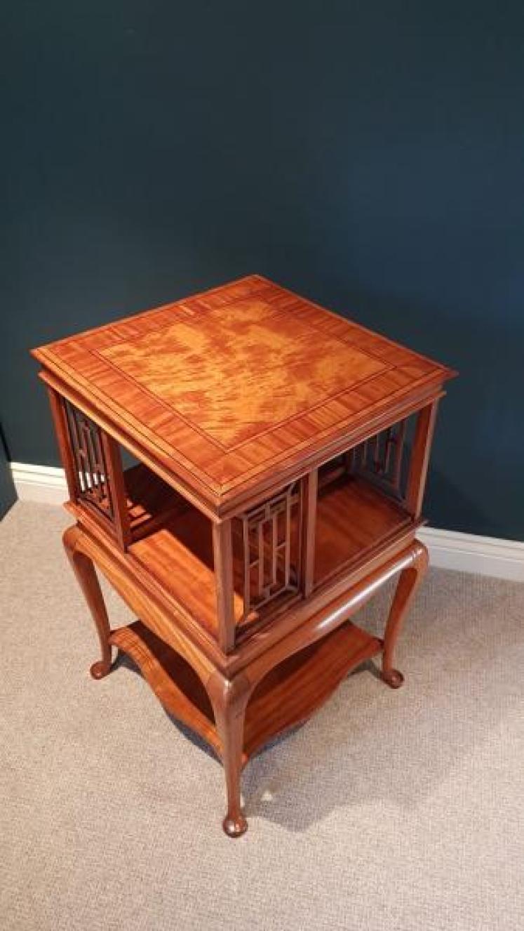 Antique Edwardian Period Satinwood Revolving Bookcase - Image 6
