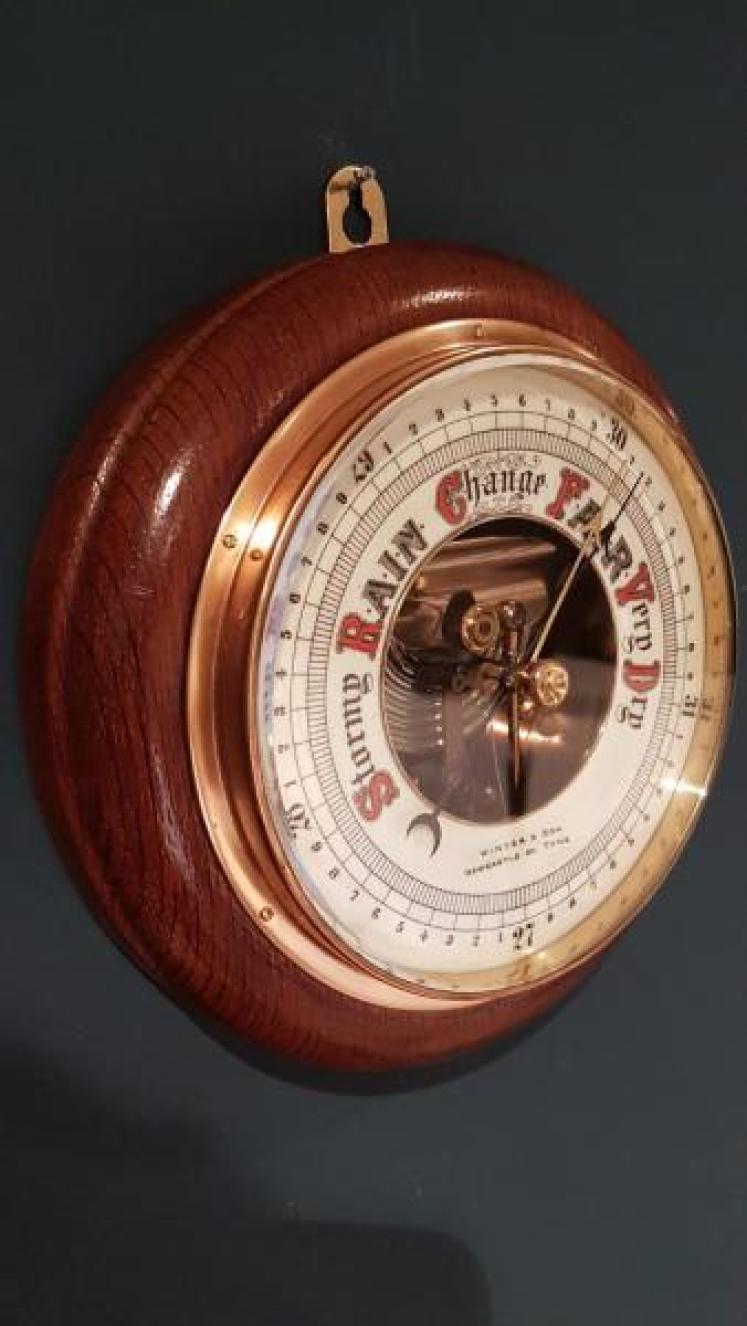 Victorian Oak Skeletonised Aneroid Barometer - Image 2