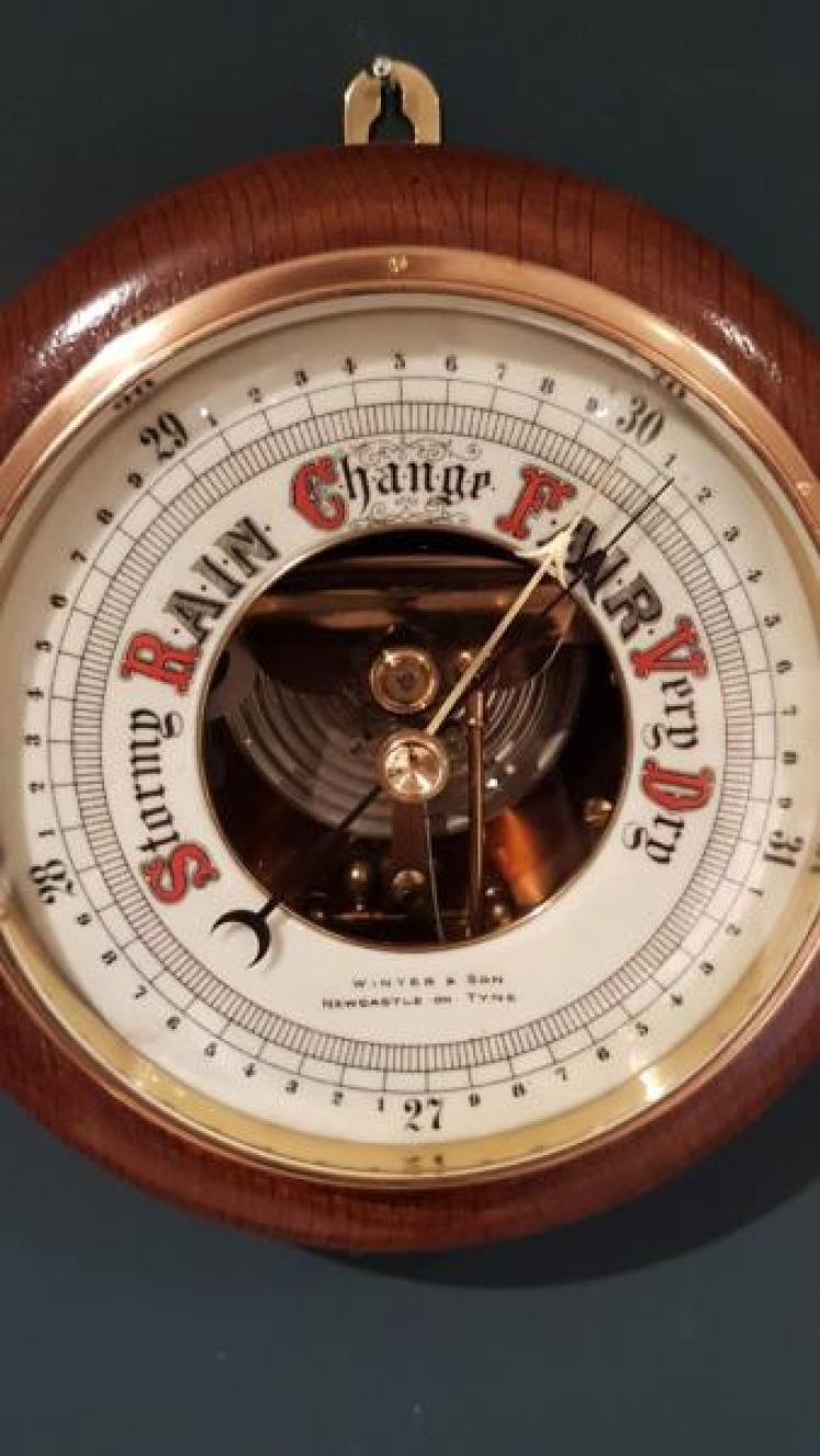 Victorian Oak Skeletonised Aneroid Barometer - Image 4