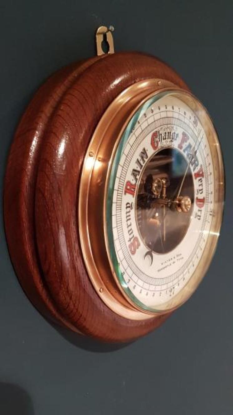 Victorian Oak Skeletonised Aneroid Barometer - Image 5