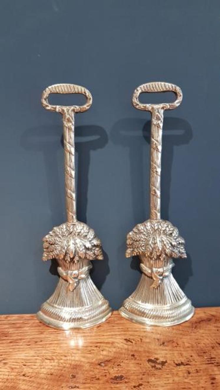 Pair of Victorian Cast Brass Wheatsheaf Door Stops - Image 1