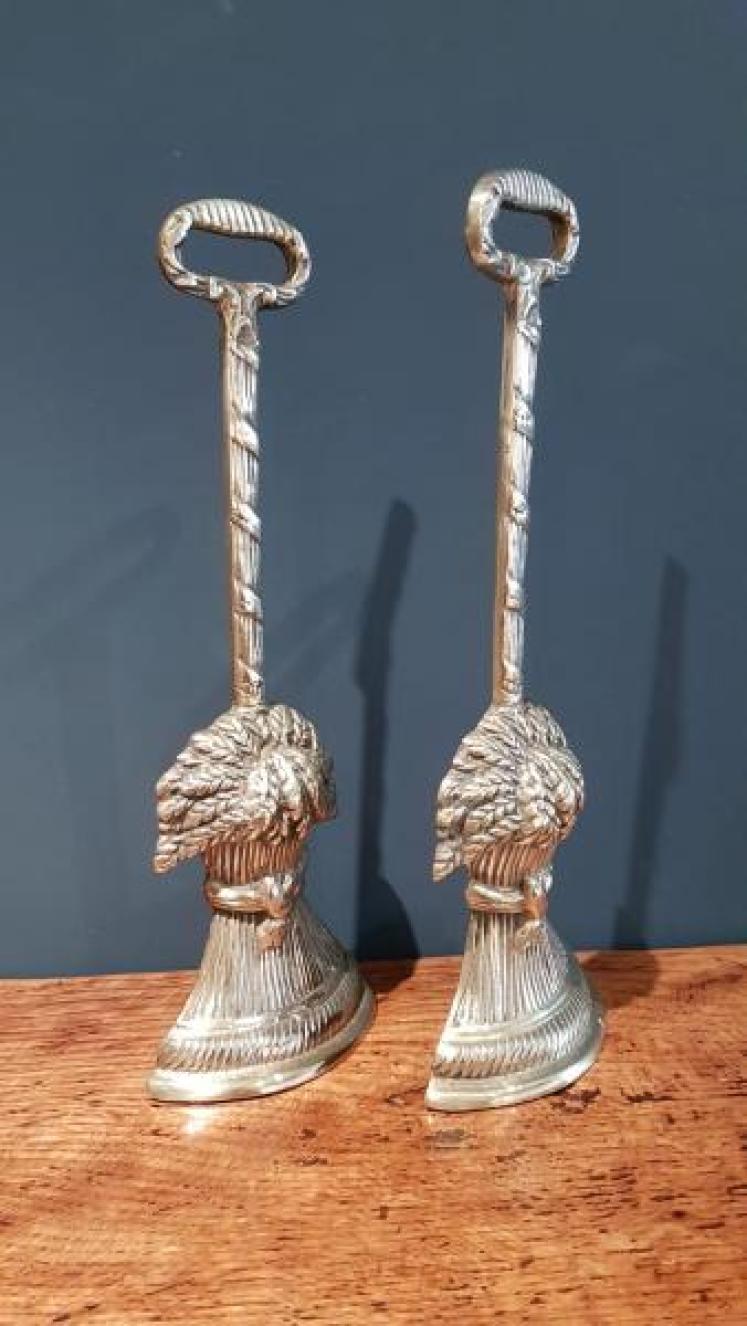 Pair of Victorian Cast Brass Wheatsheaf Door Stops - Image 2