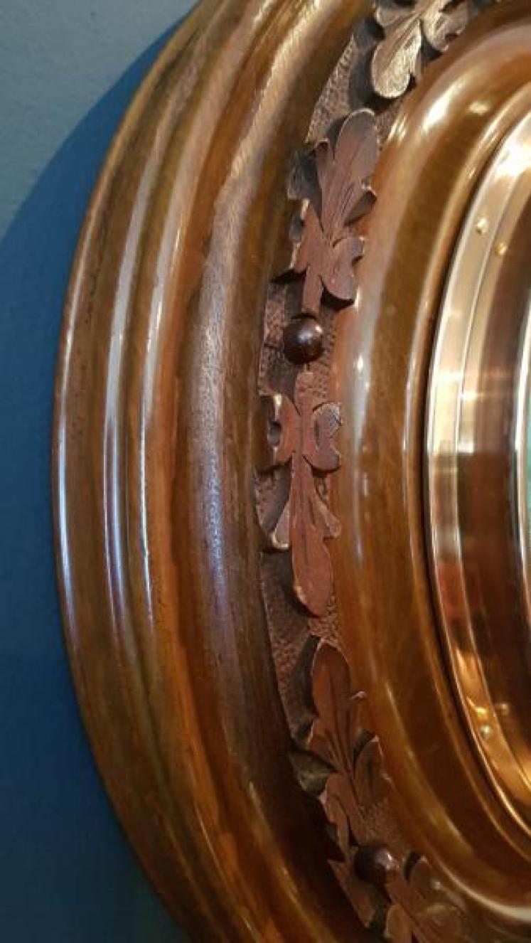 Large Antique Carved Walnut Wheel Barometer  - Image 4