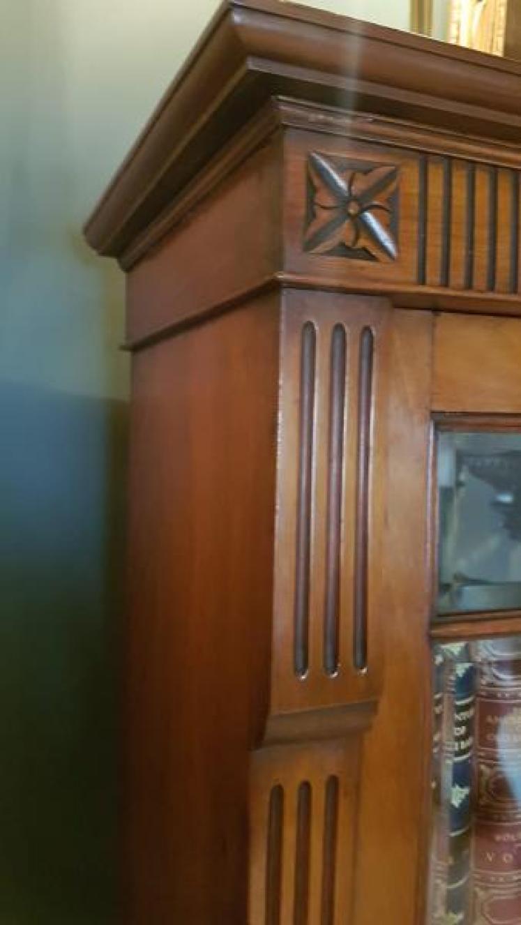Victorian Walnut Glazed Bookcase - Image 6