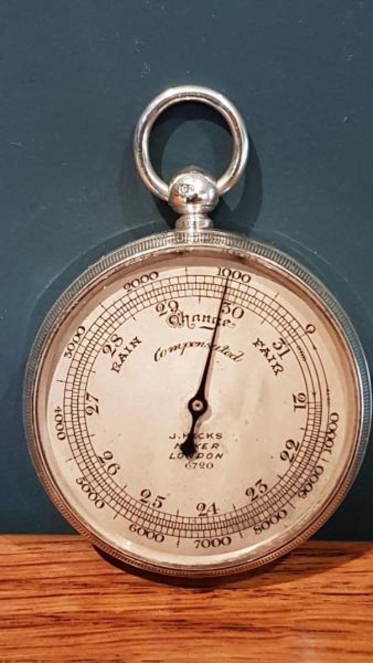 Antique Edwardian Silver Pocket Barometer - Image 1