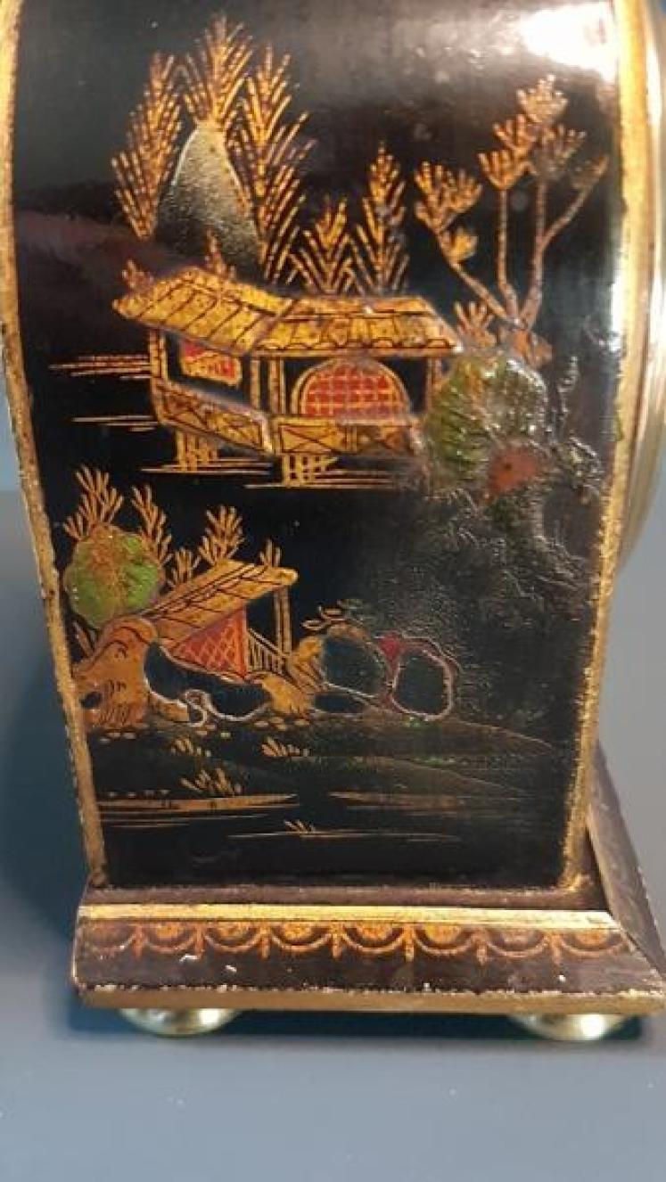 Antique Chinoiserie 8 Day Paris Made Mantel Clock - Image 6