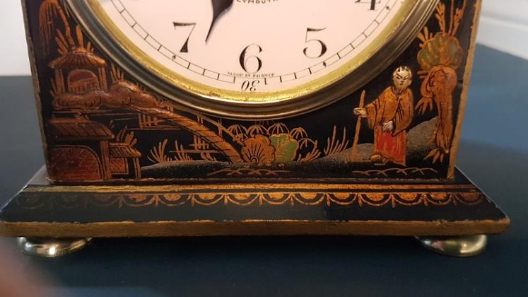 Antique Chinoiserie 8 Day Paris Made Mantel Clock - Image 7