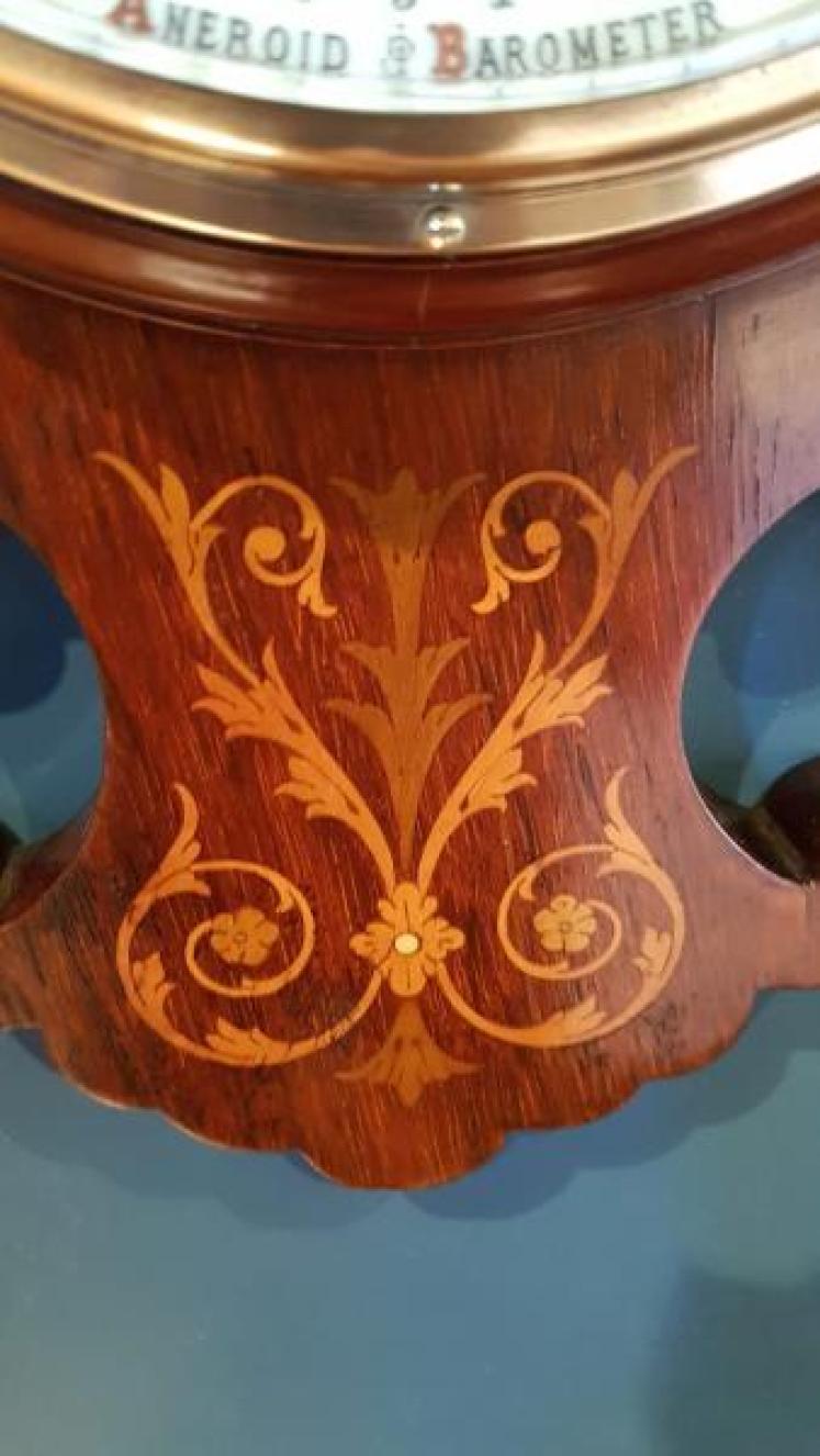 Superb Antique Inlaid Rosewood Banjo Barometer - Image 7