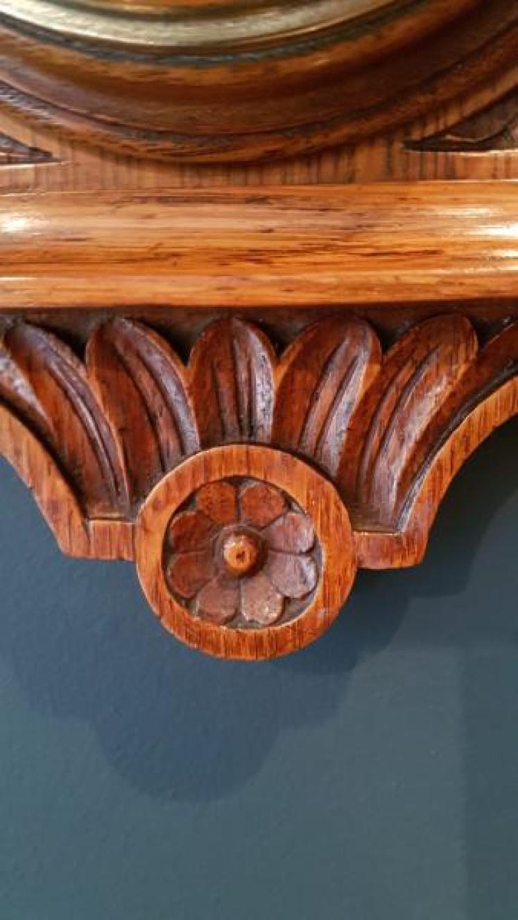Small Antique Carved Oak Banjo Barometer - Image 6