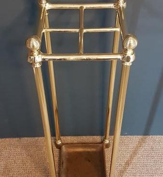 Victorian Brass Stick Stand With Cast Iron Base