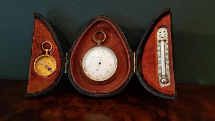 Victorian Pocket Barometer and Compass Set - Image 1