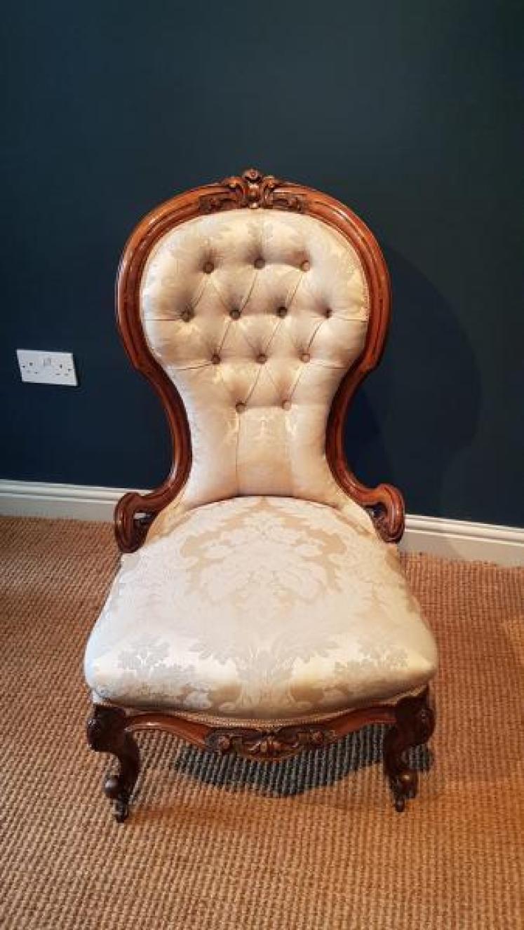 Victorian Carved Walnut Framed Chair - Image 1