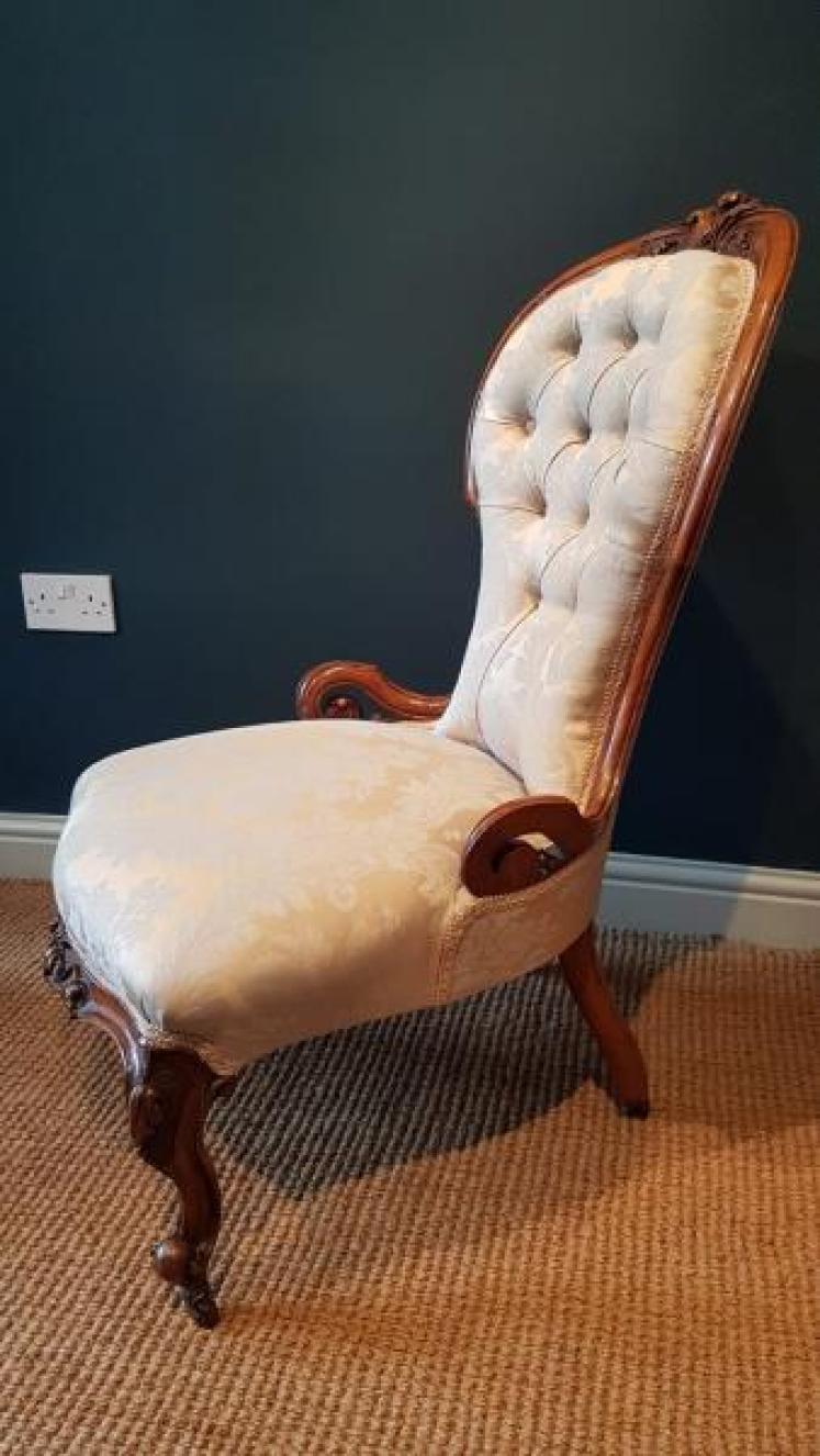 Victorian Carved Walnut Framed Chair - Image 3
