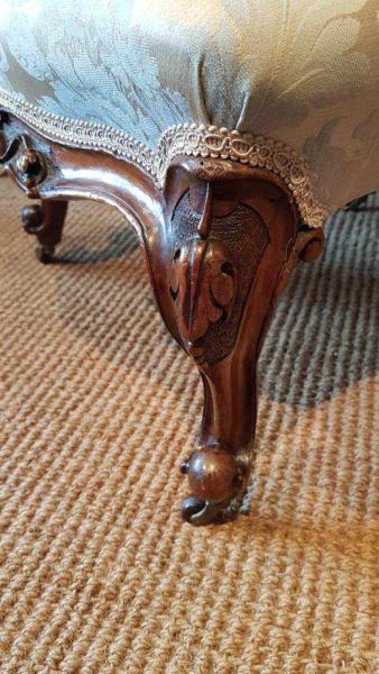 Victorian Carved Walnut Framed Chair - Image 4