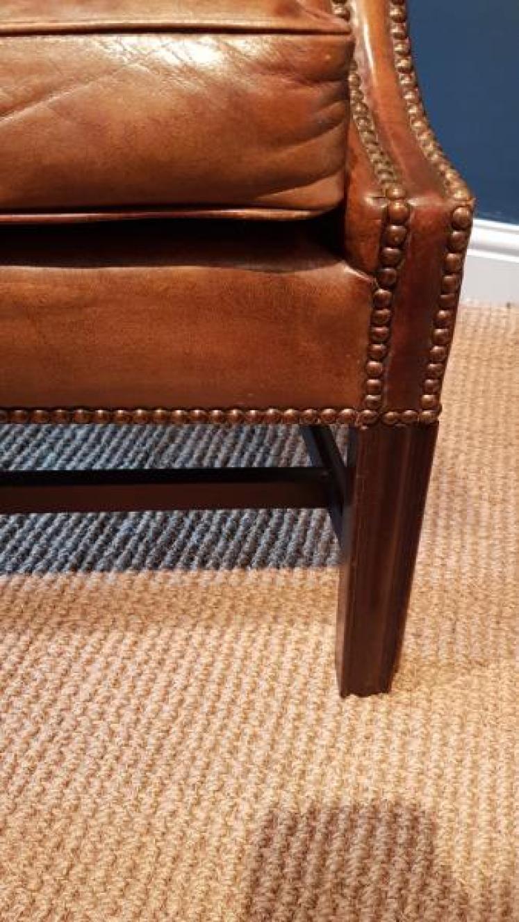 Antique Leather Wing Back Arm Chair - Image 5
