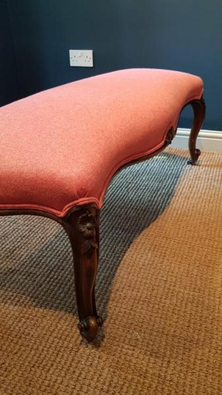 Victorian Carved Mahogany Cabriole Leg Stool - Image 3