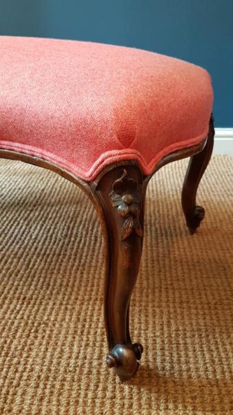 Victorian Carved Mahogany Cabriole Leg Stool - Image 6