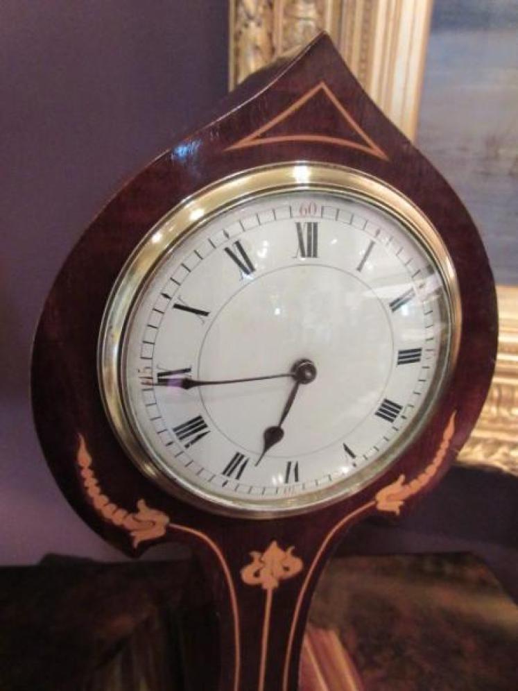 Art Nouveau Fruitwood Inlaid Mantel Clock - Image 2