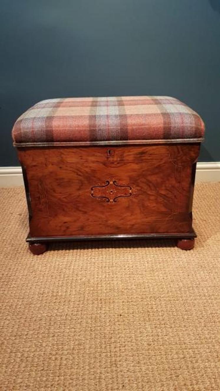 Victorian Inlaid Walnut Ottoman Stool - Image 1