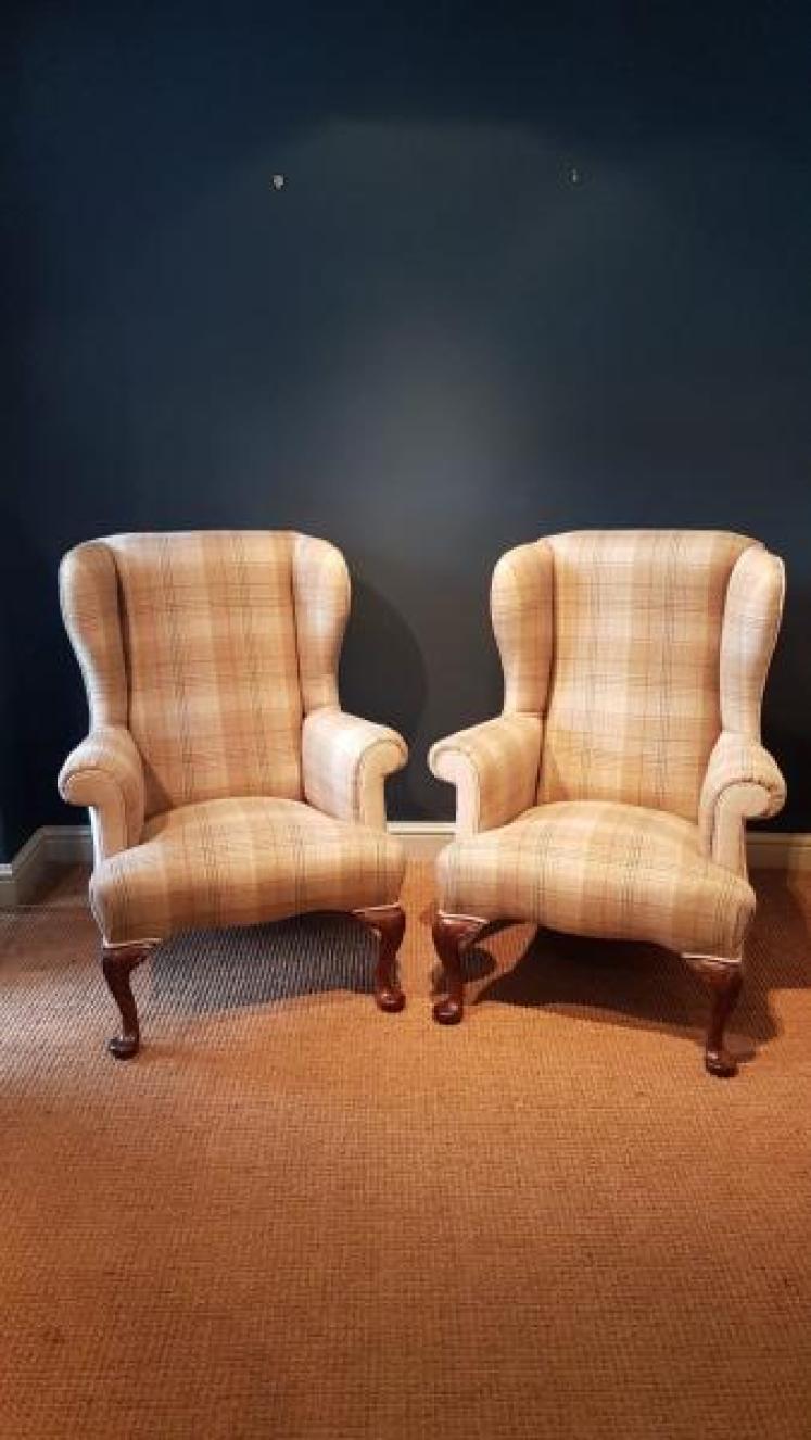 Superb Pair of Victorian Wing Back Chairs  - Image 1