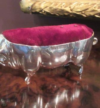 Larger Edwardian Silver 'Pig' Pin Cushion