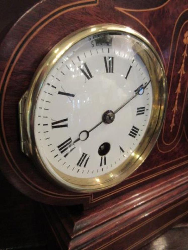 Top Quality Antique Mahogany Inlaid Clock Barometer - Image 4