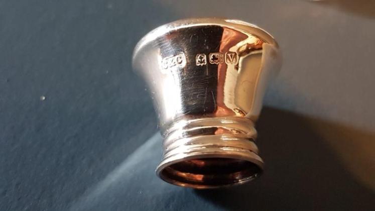 Cut Crystal and Silver Engine Turned Enamel Scent Bottle - Image 5