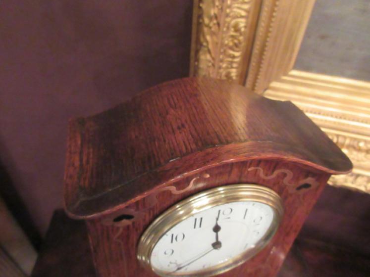 Art Nouveau Copper & Ebony Inlaid Mantel Clock - Image 4