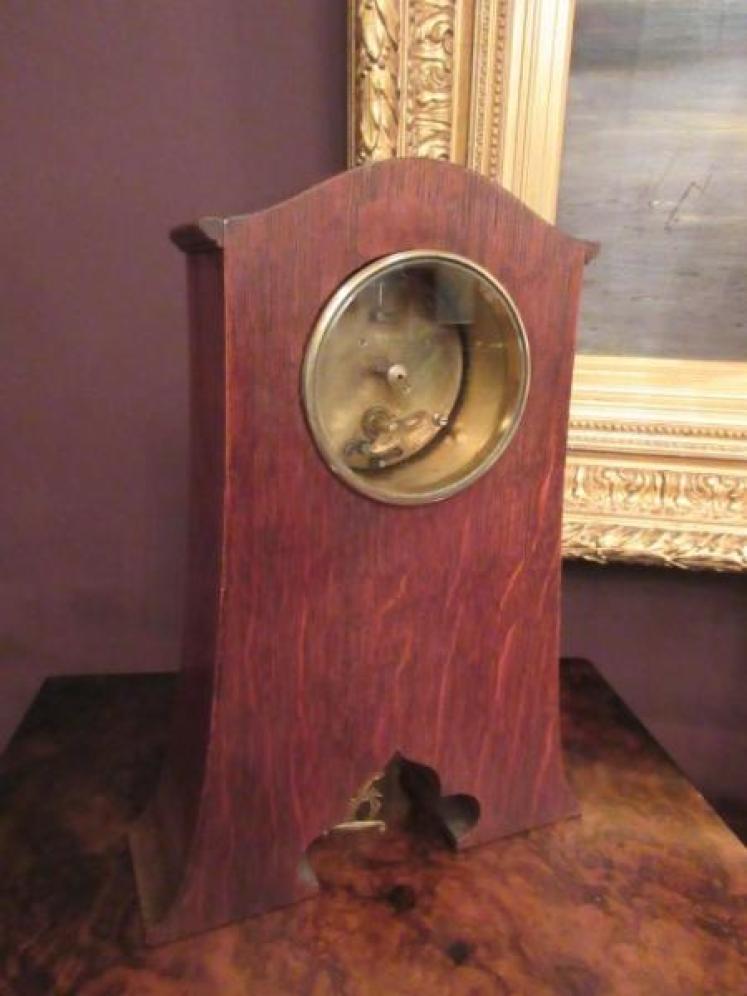 Art Nouveau Copper & Ebony Inlaid Mantel Clock - Image 6
