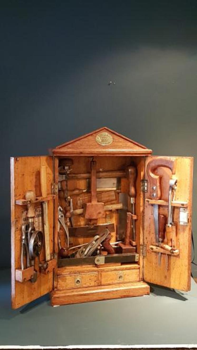 Superb Edwardian Oak Army & Navy Tool Cabinet  - Image 1