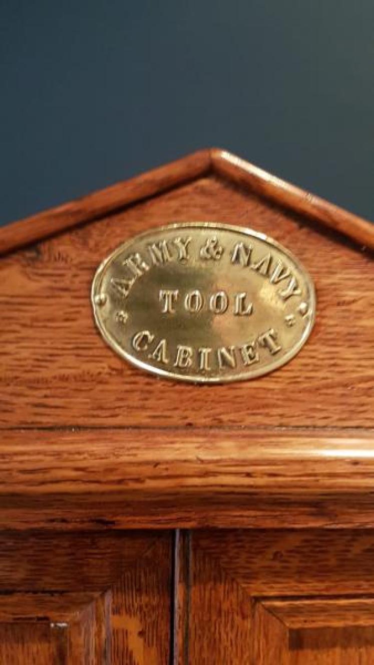 Superb Edwardian Oak Army & Navy Tool Cabinet  - Image 3