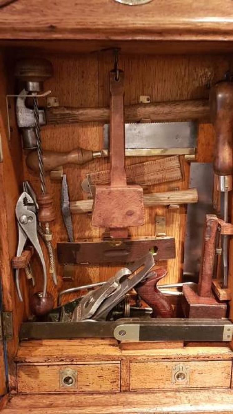 Superb Edwardian Oak Army & Navy Tool Cabinet  - Image 4