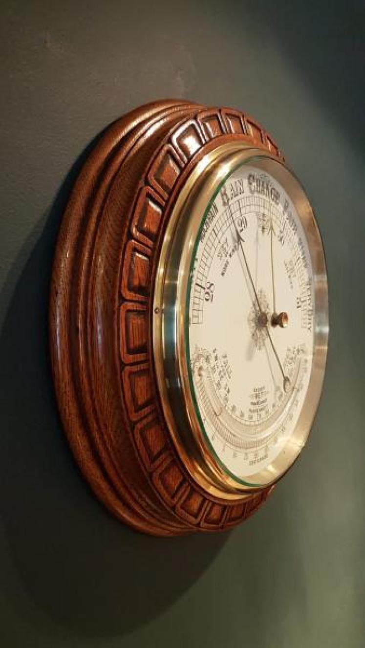 Superb Large Antique Carved Wheel Barometer - Image 2