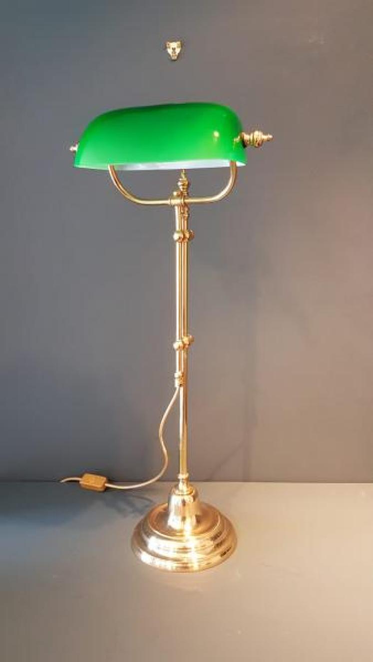 1930's Brass Rise and Fall Bankers Lamp - Image 3